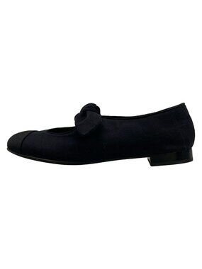 Chanel Flat Shoes 36.5 C Black Ribbon Mary Jane